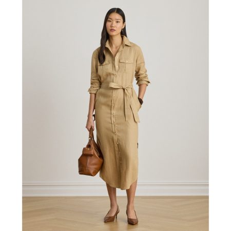 Ralph Lauren Belted Linen Midi Shirtdress