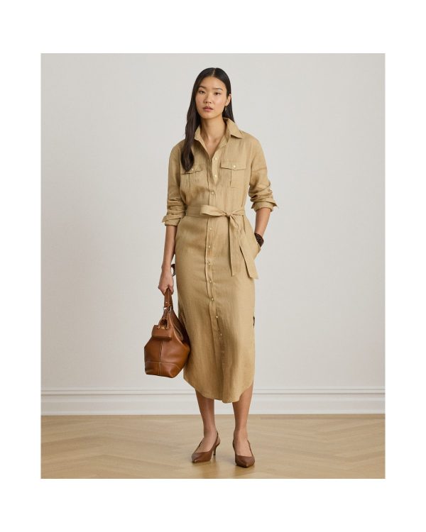 Ralph Lauren Belted Linen Midi Shirtdress