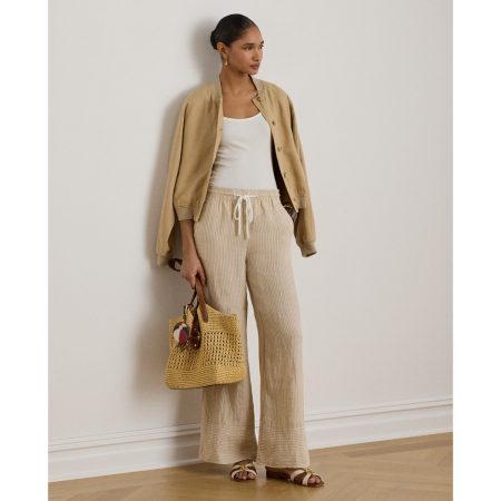 Ralph Lauren Striped Linen Wide-Leg Pant