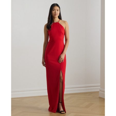 Ralph Lauren Double-Faced Crepe Halter Gown