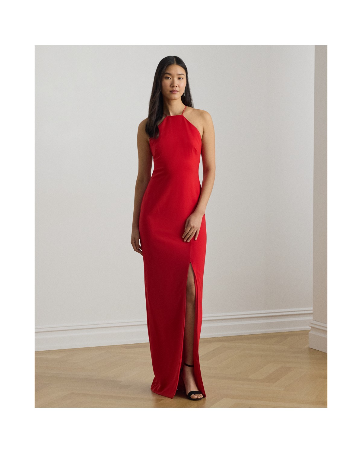 Ralph Lauren Double-Faced Crepe Halter Gown