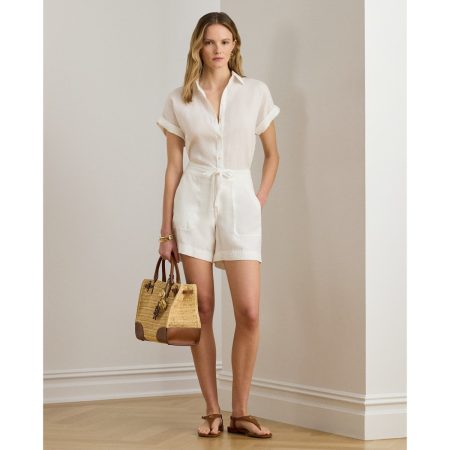 Ralph Lauren Linen Wide-Leg Drawcord Short