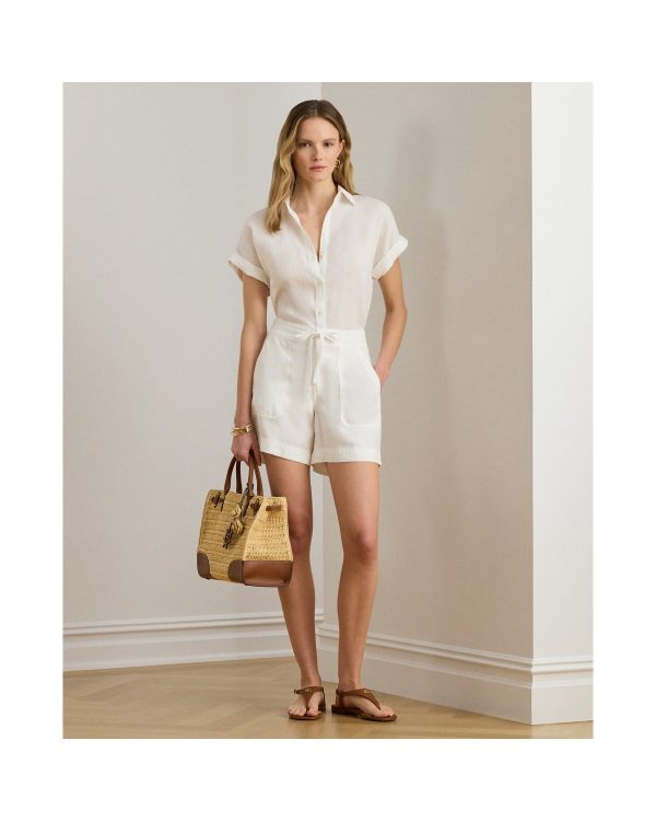 Ralph Lauren Linen Wide-Leg Drawcord Short
