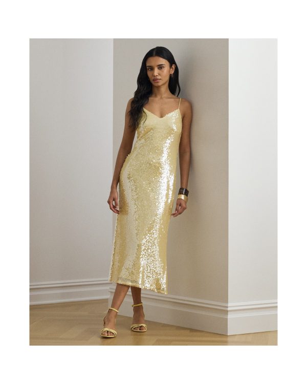 Ralph Lauren Sequined Sleeveless Cocktail Dress