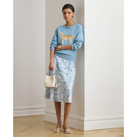 Ralph Lauren Paisley Crepe Midi Skirt