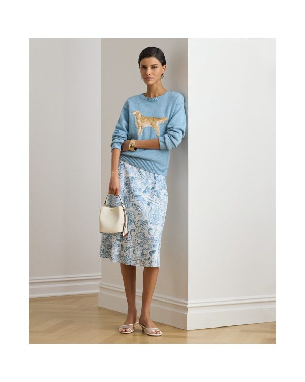 Ralph Lauren Paisley Crepe Midi Skirt