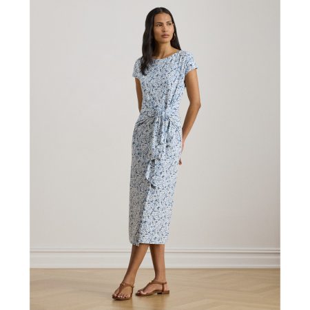 Ralph Lauren Floral Jersey Tie-Front Tee Dress