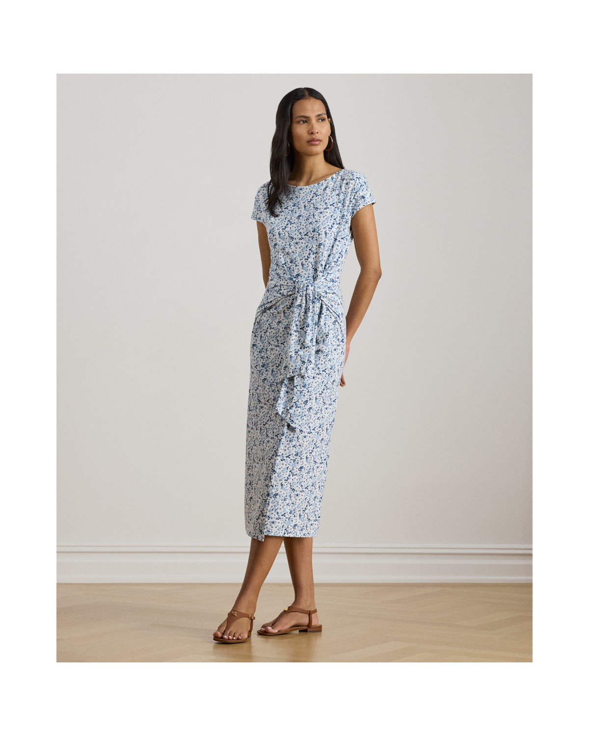 Ralph Lauren Floral Jersey Tie-Front Tee Dress