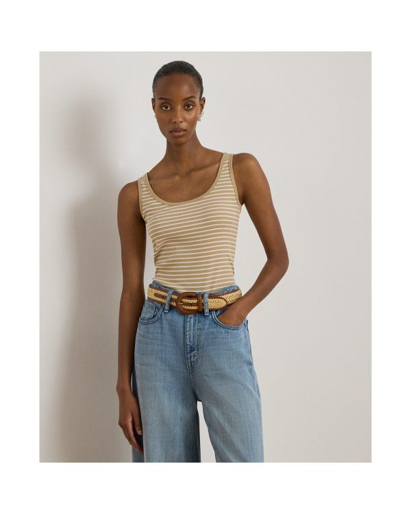 Ralph Lauren Striped Stretch Cotton Tank Top