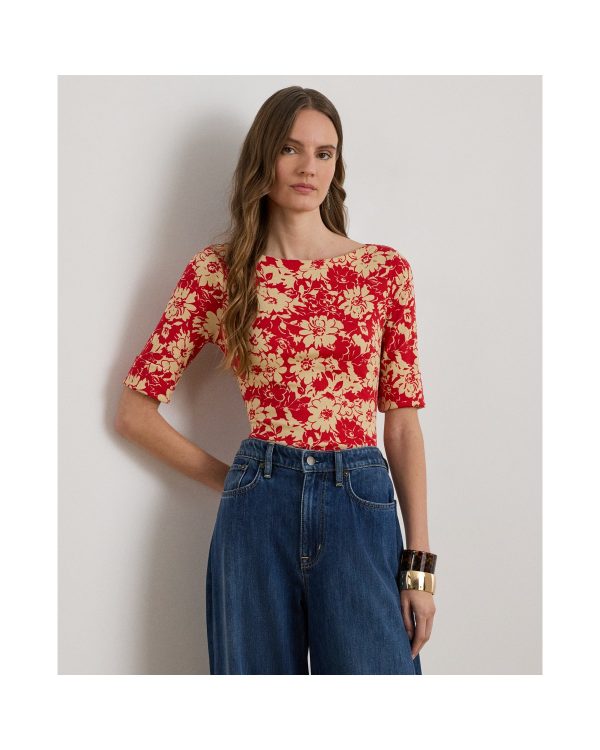 Ralph Lauren Floral Stretch Cotton Boatneck Tee