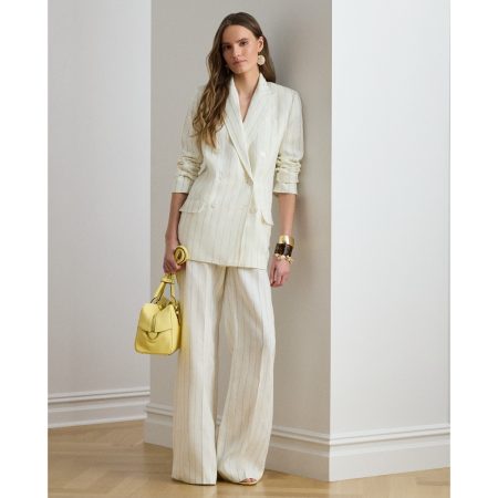 Ralph Lauren Striped Linen Wide-Leg Pant