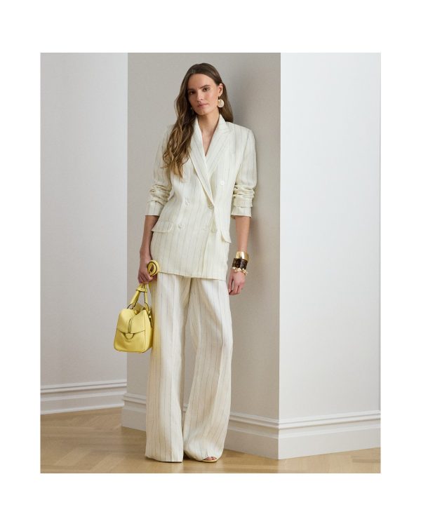 Ralph Lauren Striped Linen Wide-Leg Pant
