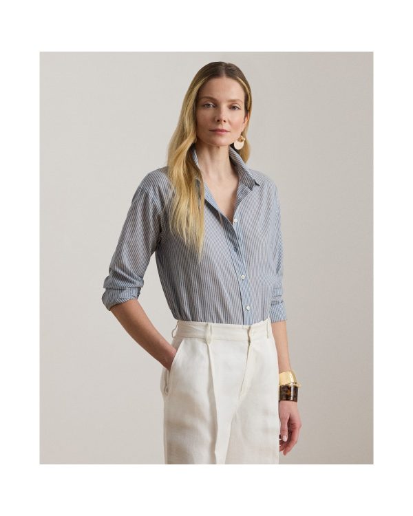 Ralph Lauren Relaxed Fit Striped Cotton Voile Shirt
