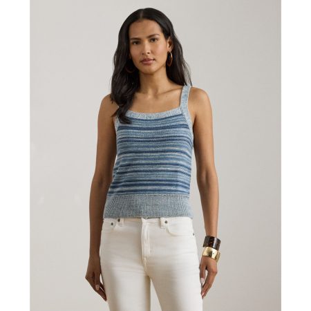 Ralph Lauren Striped Linen-Cotton Sweater Tank Top