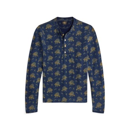 Ralph Lauren Indigo Floral Cotton-Linen Henley