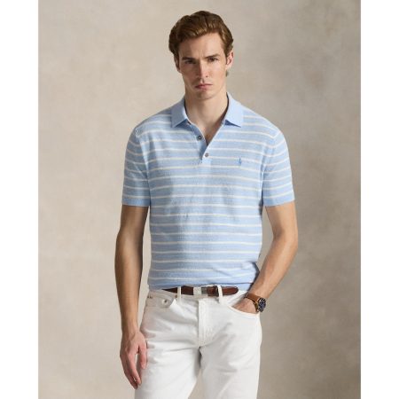 Polo Ralph Lauren Striped Cotton Linen Polo Sweater
