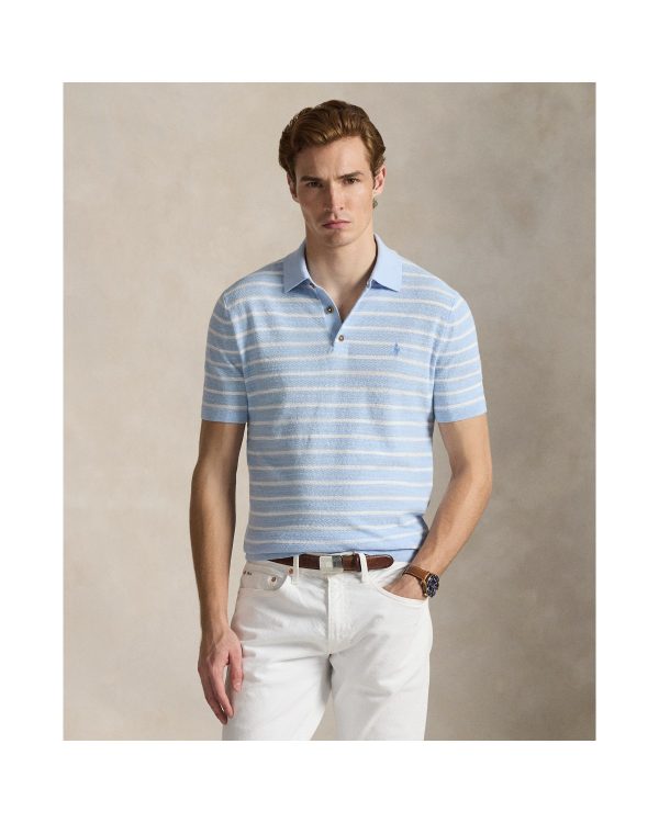 Polo Ralph Lauren Striped Cotton Linen Polo Sweater