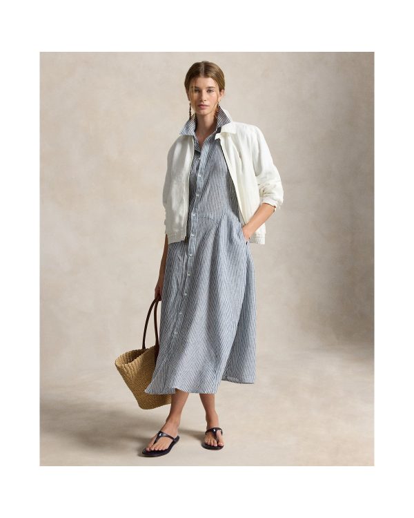 Ralph Lauren Striped Linen Paneled Shirtdress