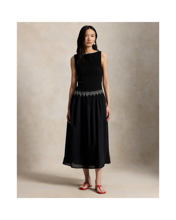 Ralph Lauren Smocked Cotton Voile Dress