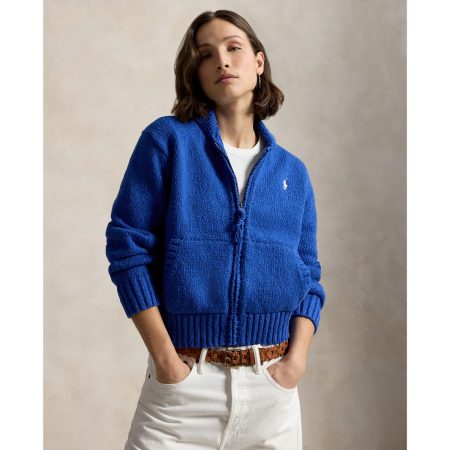 Ralph Lauren Wave-Logo Cotton Zip Cardigan