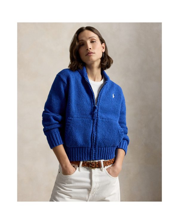 Ralph Lauren Wave-Logo Cotton Zip Cardigan