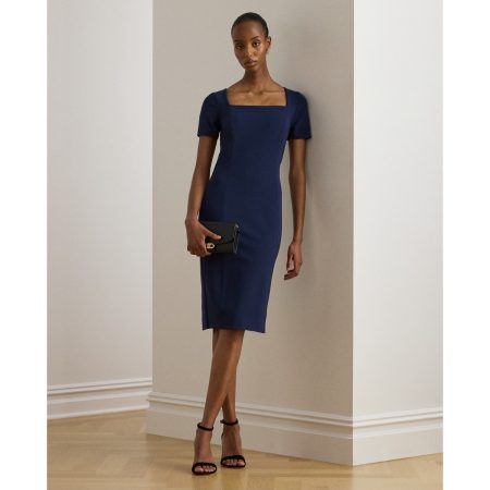 Ralph Lauren Faille Short-Sleeve Cocktail Dress
