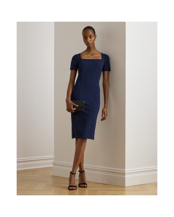 Ralph Lauren Faille Short-Sleeve Cocktail Dress