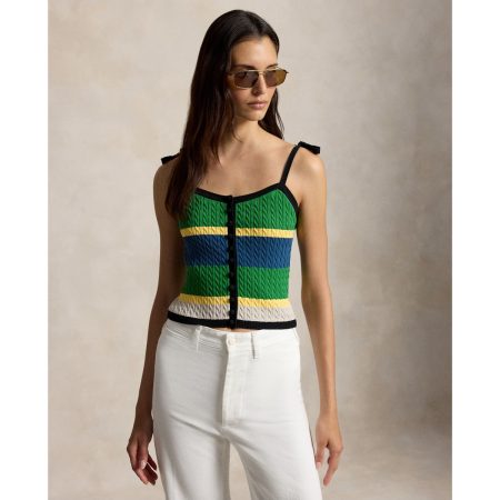 Ralph Lauren Color-Blocked Cable-Knit Tank Top