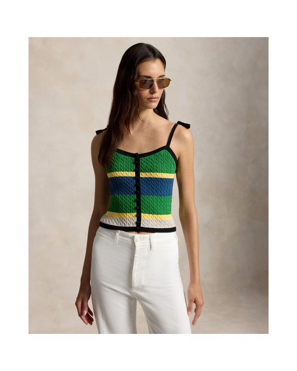 Ralph Lauren Color-Blocked Cable-Knit Tank Top