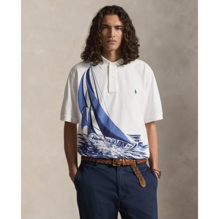 Polo Ralph Lauren Sailboat-Print Mesh Polo Shirt