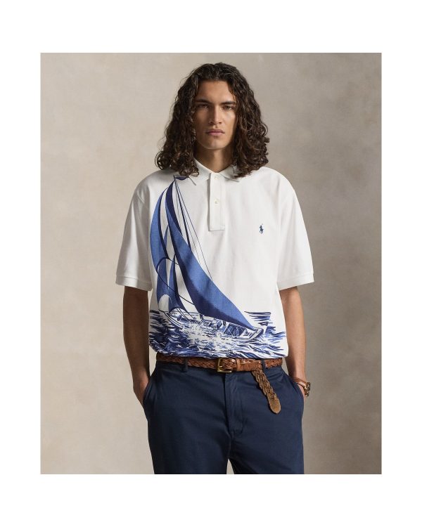 Polo Ralph Lauren Sailboat-Print Mesh Polo Shirt