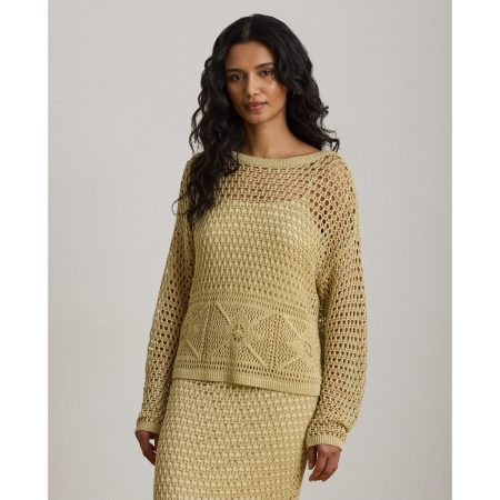 Ralph Lauren Pointelle-Knit Linen-Blend Sweater