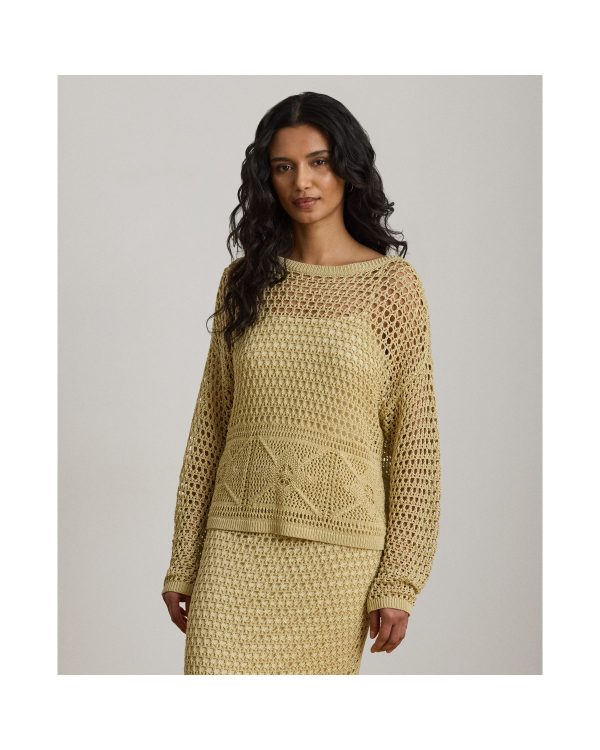 Ralph Lauren Pointelle-Knit Linen-Blend Sweater
