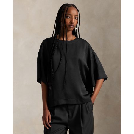 Ralph Lauren Oversize Satin Long-Sleeve Tee