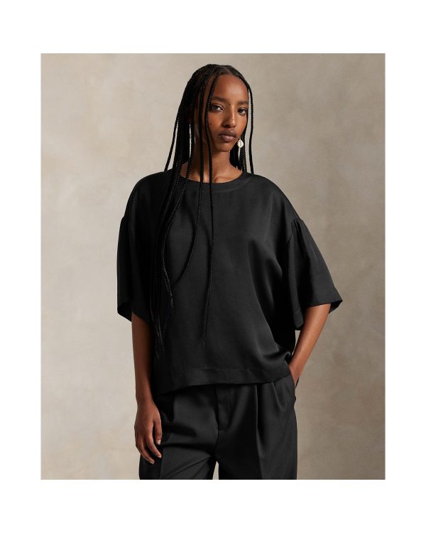 Ralph Lauren Oversize Satin Long-Sleeve Tee
