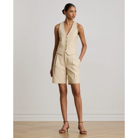 Ralph Lauren Pleated Linen-Cotton Tweed Bermuda Short