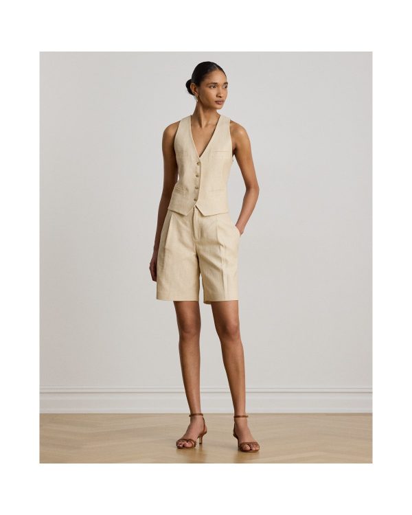 Ralph Lauren Pleated Linen-Cotton Tweed Bermuda Short