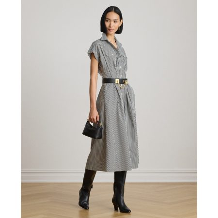 Ralph Lauren Striped Pleated Broadcloth Shirtdress