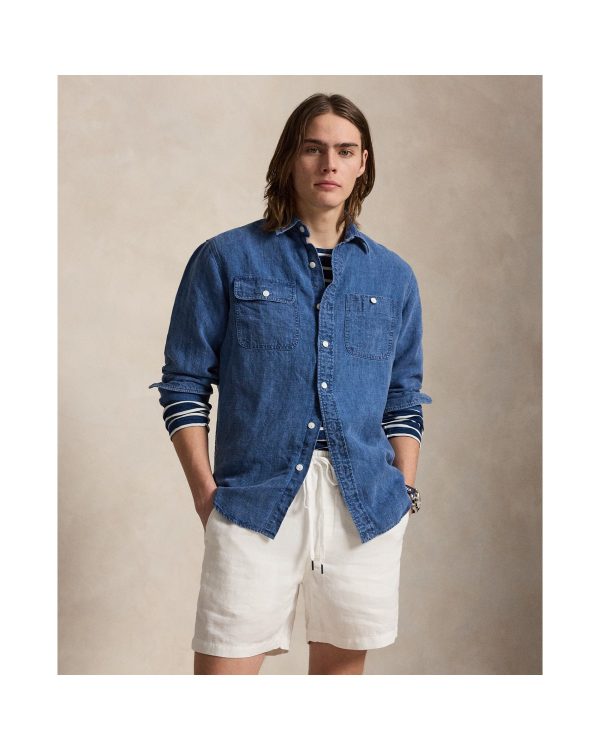 Polo Ralph Lauren Classic Fit Indigo Linen Workshirt