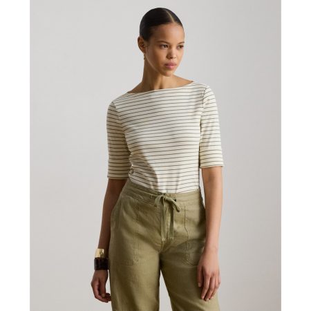 Ralph Lauren Striped Stretch Cotton Boatneck Tee