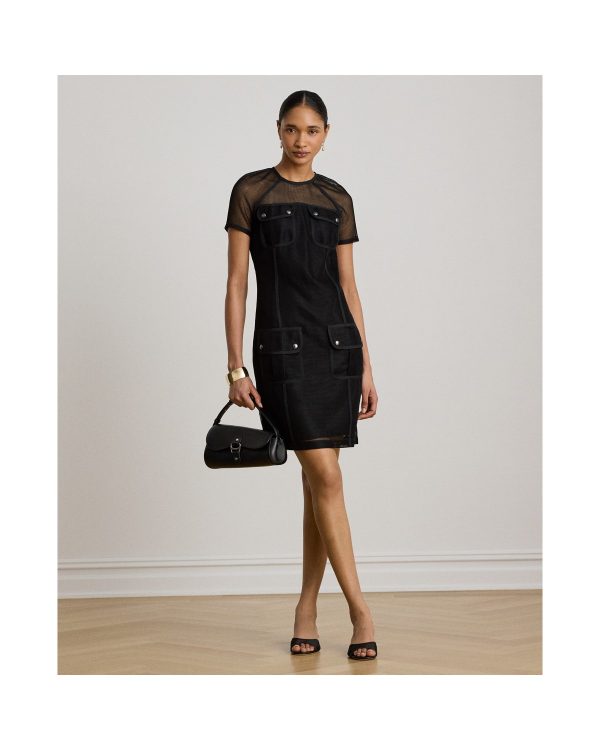 Ralph Lauren Mesh Short-Sleeve Shift Dress