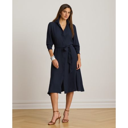 Ralph Lauren Belted Double-Faced Georgette Shirtdress