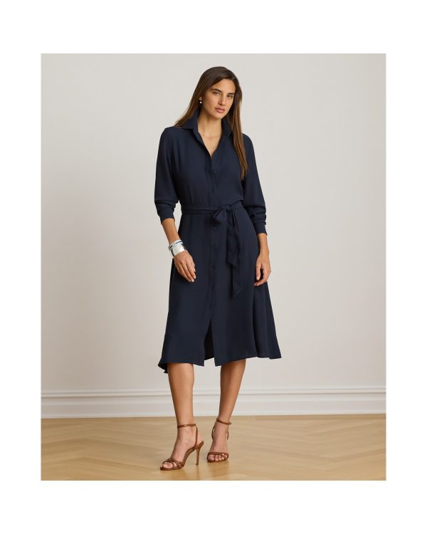 Ralph Lauren Belted Double-Faced Georgette Shirtdress