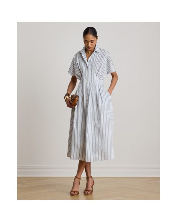 Ralph Lauren Striped Pleated Broadcloth Shirtdress