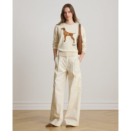 Ralph Lauren Pleated Cotton Twill Wide-Leg Cargo Pant