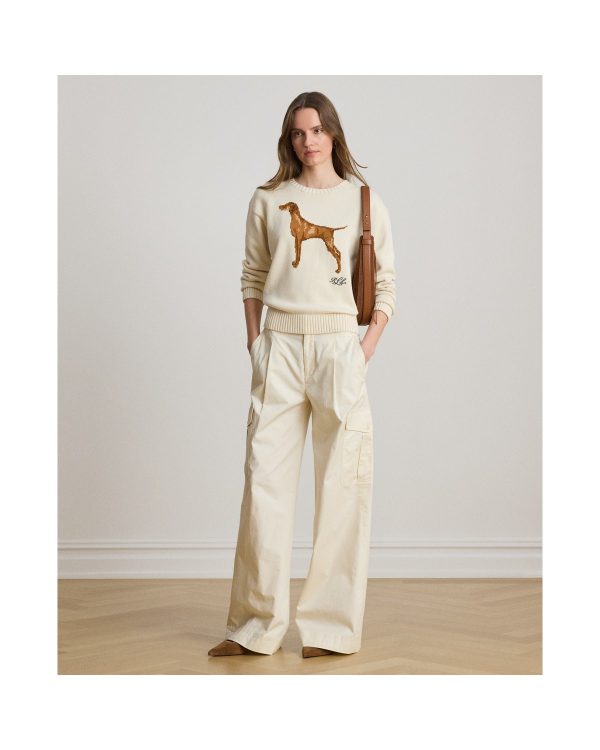 Ralph Lauren Pleated Cotton Twill Wide-Leg Cargo Pant
