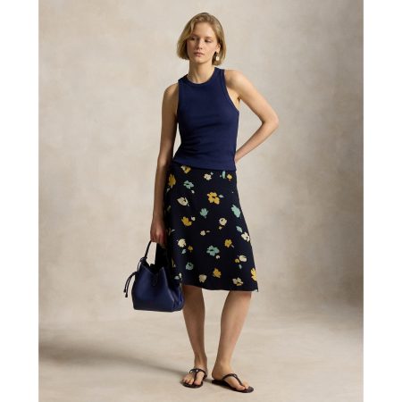 Ralph Lauren Floral Print Crepe Skirt