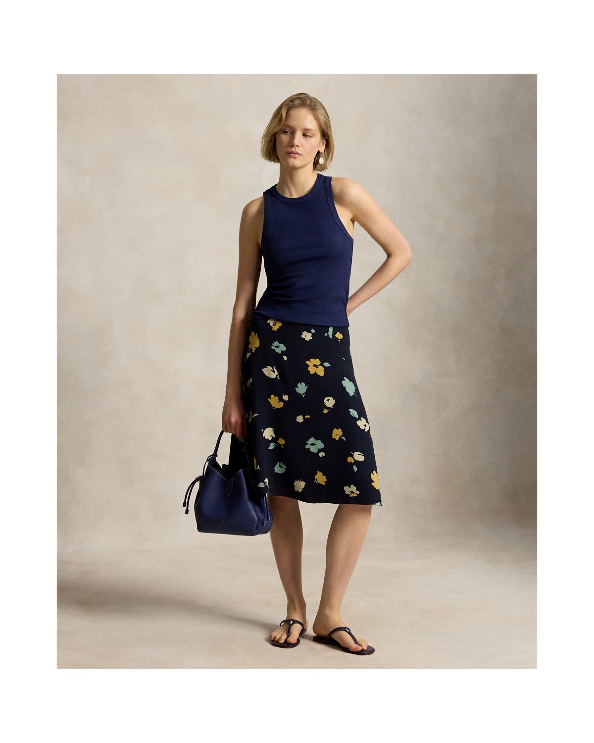 Ralph Lauren Floral Print Crepe Skirt