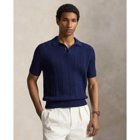 Polo Ralph Lauren Aran Knit Cotton Polo Collar Sweater