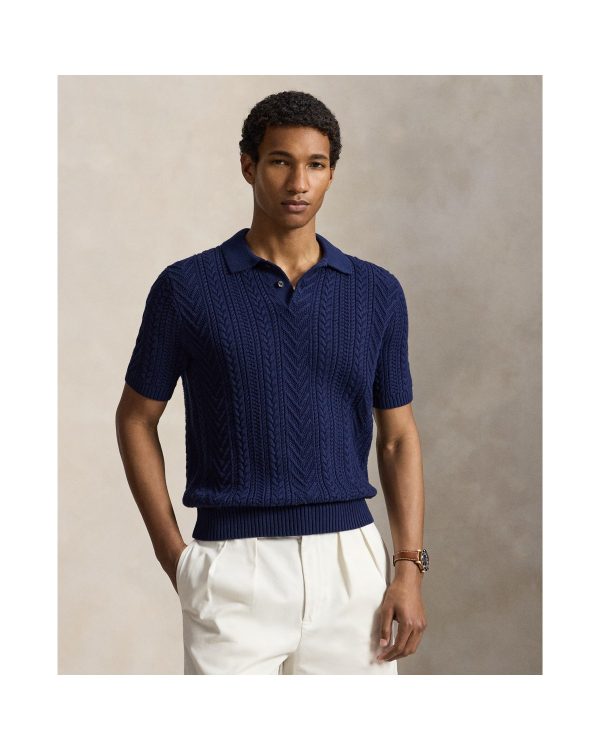 Polo Ralph Lauren Aran Knit Cotton Polo Collar Sweater